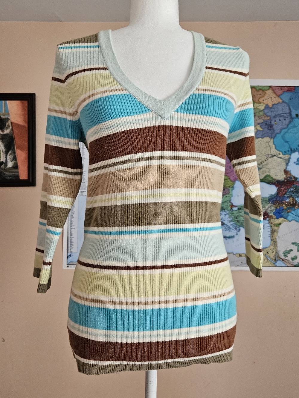 Striped Multicolor V Neck Sweater